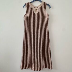 1970s Striped Crochet Dress Sz S